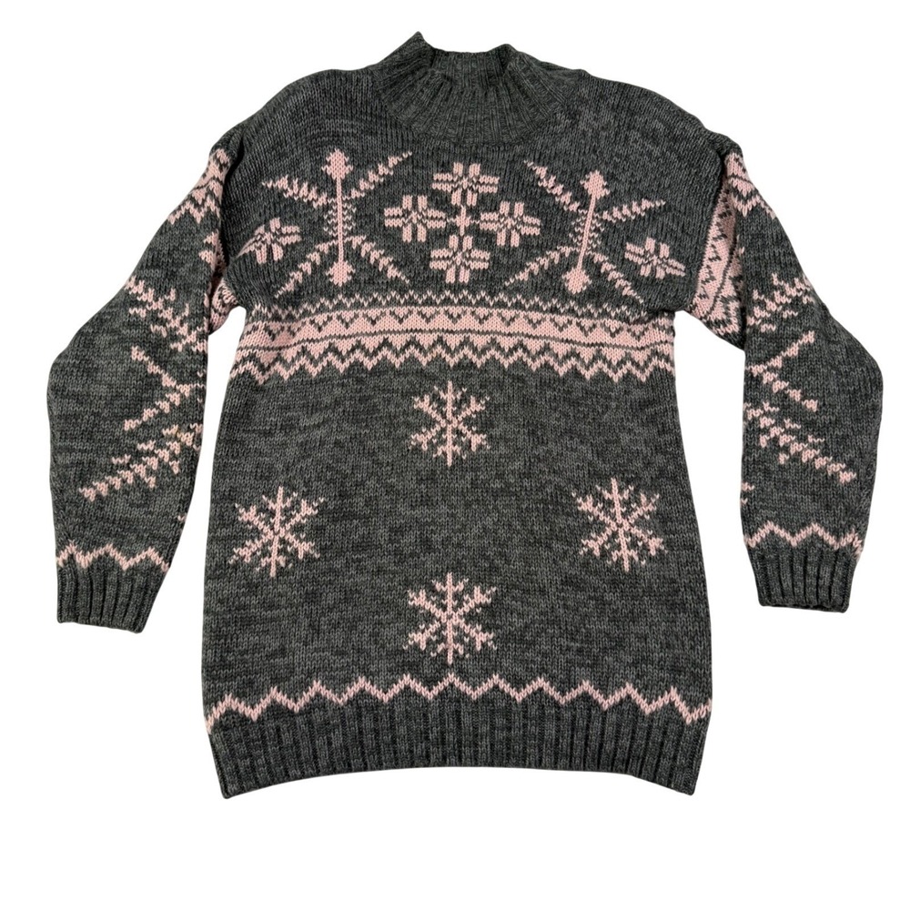 Vintage 90s Best American Clothing Co Grey Fair Isle Wool Blend Cozy Sweater M